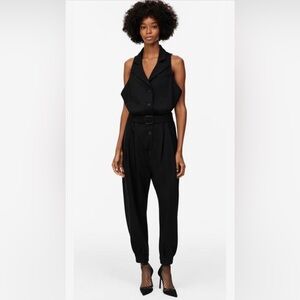 Zara LIMITED EDITION Black Button-Front Jumpsuit wool blended!